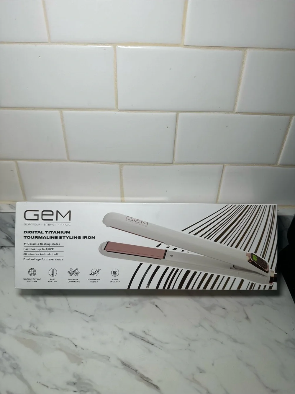 Gem & Harmony White and Pink Digital Titanium Tourmaline Styling Iron